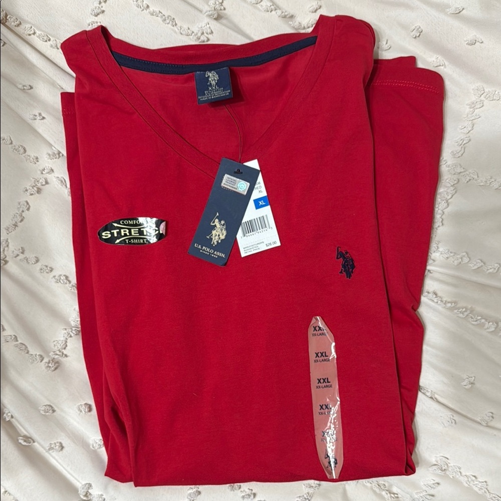 NWT US Polo Assn Red V Neck T-Shirt